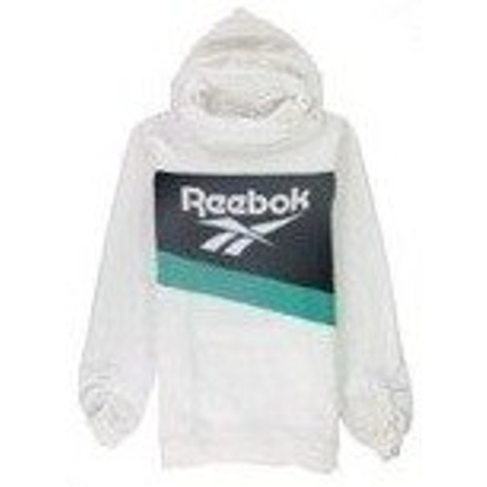Reebok Colorblock Hoodie Sweatshirt Pullover Light Gray Green Black XL